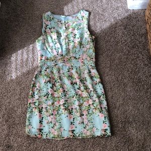 Bright floral dress with key hold neckline